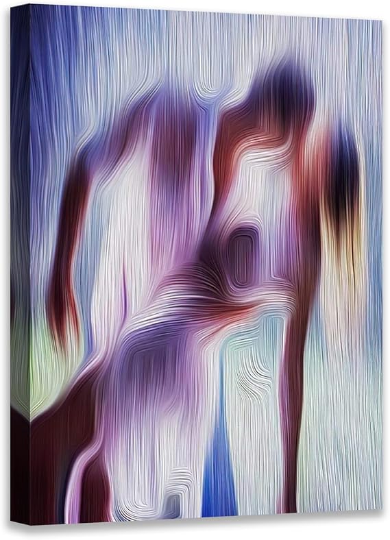 Novatique Abstract Couple Canvas Wall Art Modern Woman and Man Picture Painting Sexy Love Picture Wall Decor for Bedroom Bathroom,12 x 16inch