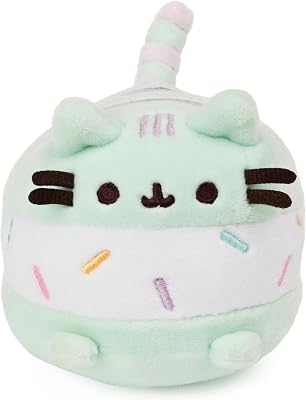 GUND Ice Cream Sandwich Pusheen Sweet Dessert Squishy Plush Stuffed Animal Cat for Ages 8 and Up, Mint and White, 4