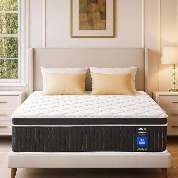 SIMARTH Full Mattress 12 Inch, Full Size Hybrid Mattresses in a Box, Memory Foam Full Mattress Made of Individually Pocketed Springs for Support and Pressure Relief, Medium Firm