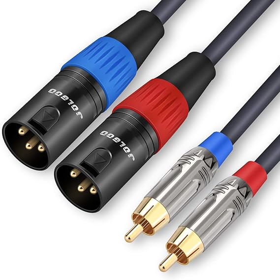 JOLGOO RCA to XLR Cable - Dual RCA/XLR Male HiFi Audio Cable, 10 Feet, 4N OFC Wire, for Amplifier, Mixer, Microphone