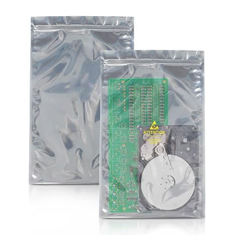 APQ Pack of 1000 Static Shielding Zipper Bags 8 x 16. Grey Electrostatic Bags 8x16. Seal Top Closure Bags. Transparent Material. Great for Electronical Sensitive Components.