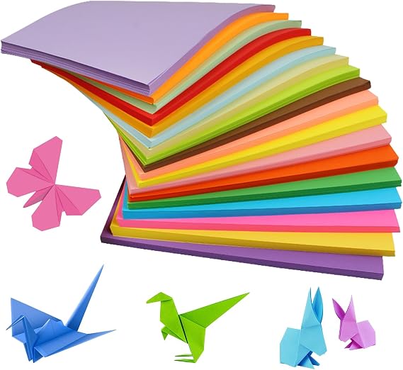 200 Sheets Coloured Paper A4, Origami Paper Pack, 20 Colours