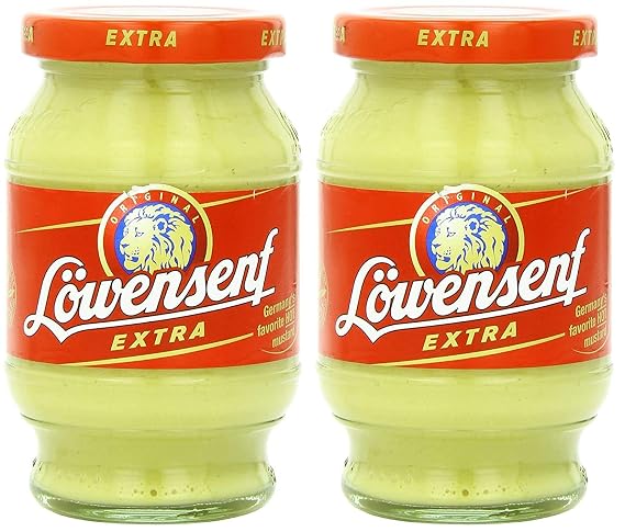 Lowensenf Mustard in Jar, Extra Hot, 9.3 Ounce-SET OF 2