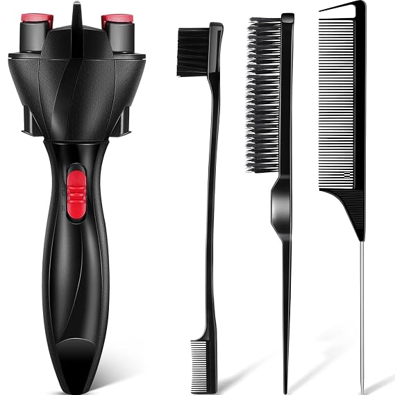 Tioncy 4 Pcs Automatic Hair Twister Set with Edge Brush Bristle Comb