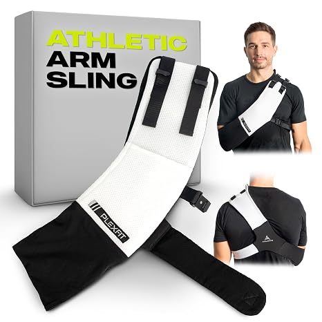 Athletic Arm Sling, Shoulder Sling (Large Left, White & Black)