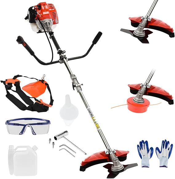 52cc 2-Cycle Weed Eater Gas Powered, 6-in-1 Weed Wacker, Brush Cutter Gas Trimmer for Grass and Weed, Hedge Trimmer Gas String Trimmer, Edger, Pole Saw & Pruner (2-in-1)