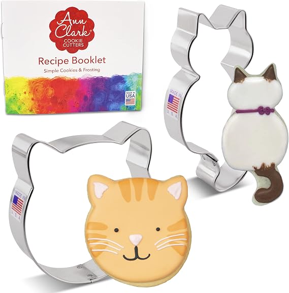 Ann Clark Cat Cookie Cutter Set, Set of 2, Made in USA