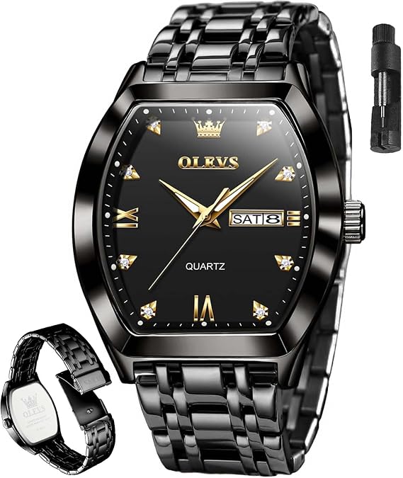OLEVS Mens Watches Luxury Business Analog Quartz Watches for Men with Stainless Steel Dress Date Waterproof Luminous Wrist Watches