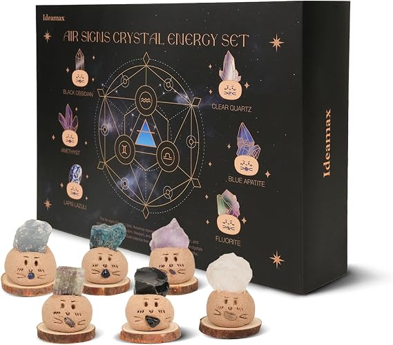 Healing Crystals Gift Set, Zodiac Signs Healing Crystals Stone with Horoscope Box Set, Gemini, Libra, Aquarius Crystal Healing Stones Gifts