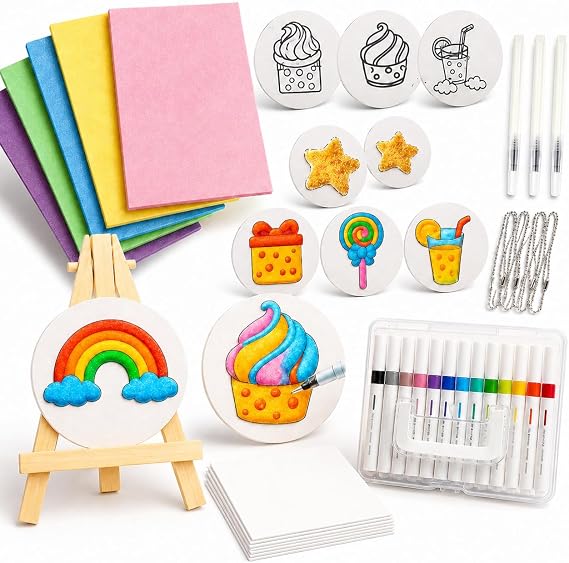 Magic Foam Texture Painting Kit, Puffy Paint, 2026 Paper Art Set Drawing Sheets, Fun Crafts (Complete Art Kit)