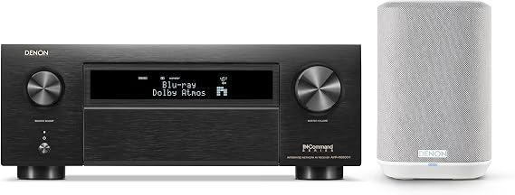 Bundle of Denon AVR-X6800H 11.4 Channel AV Receiver - 140W/Channel, Wireless Streaming via Built-in HEOS, WiFi, Bluetooth + Denon Home 150 NV Wireless Speaker (White), 1" Tweeter, 3.5" Woofer