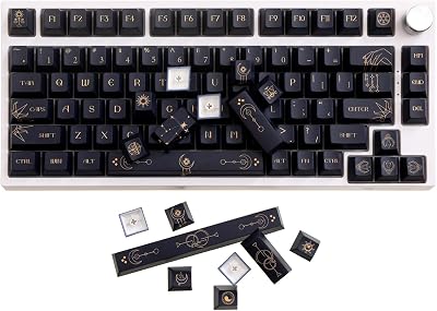 GK GAMAKAY 150 Keys Constellation Keycaps Set, Original Cherry Profile Five-Sided Thermal Sublimation PBT Keycap for 618798104108Alice Layout Mechanical Gaming Keyboard Constellation Theme