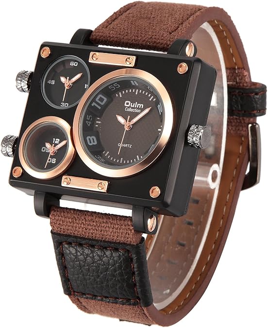Oulm 3595 Men's Watches Top Luxury Brand Unique Designer Fashion Leather Strap Japan Movt Quartz Watches