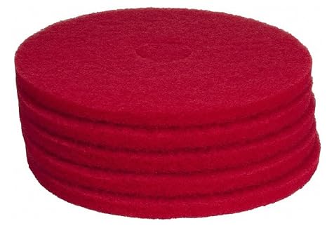 PRO SOURCE Red High Gloss Buffing Pads for Floor Machines: 5 Pack, 17" Diameter