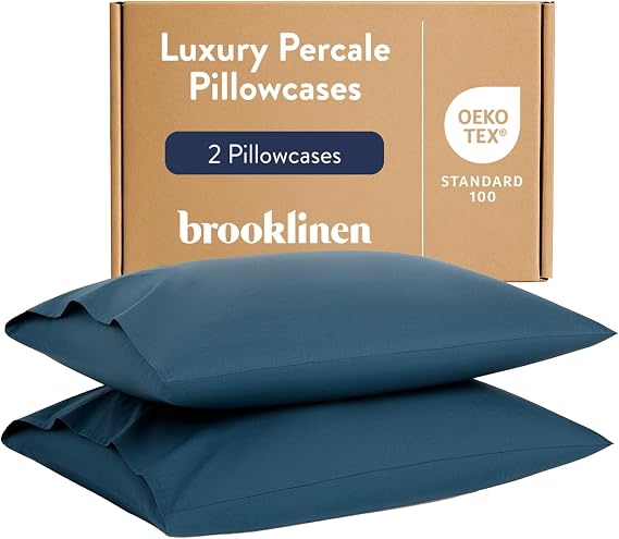 Brooklinen Percale Pillowcase Set Crisp & Cooling - Standard, Abyss