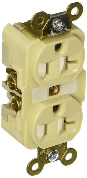 Hubbell HBL5362I Duplex Receptacle, HD Industrial Grade, 20 amp, 125V, 5-20R, Ivory