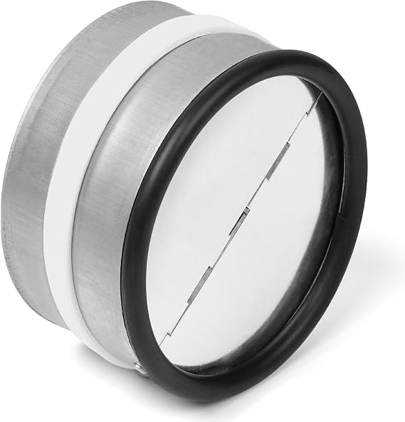 neverest RKI 4" Inline Backdraft Damper, One-Way Airflow Check Valve | Spring Loaded Shutter with Airtight Rubber Seal Prevents Drafts for Dryer Vents, Bathroom & Range Hoods