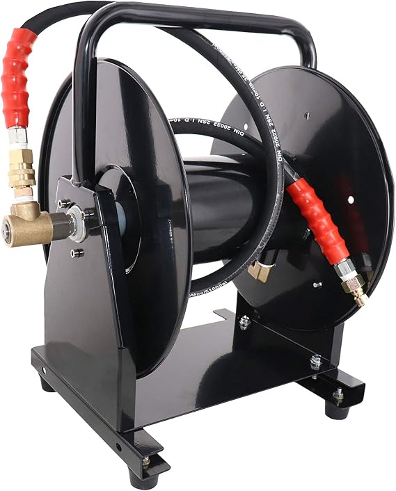 5000 PSI 3/8" x 200' Portable Hose Reel for High Pressure Power Washer and Sewer Jetter