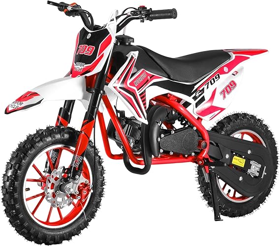 Mini Dirt Bike Gas Powered Dirt Bike for Adult & Kids Dirt Bike 49cc Dirt Bike Mini Bike Gas Powered Off-Road Motorcycle with Front Rear Disc Brake, Up to 30KM/H