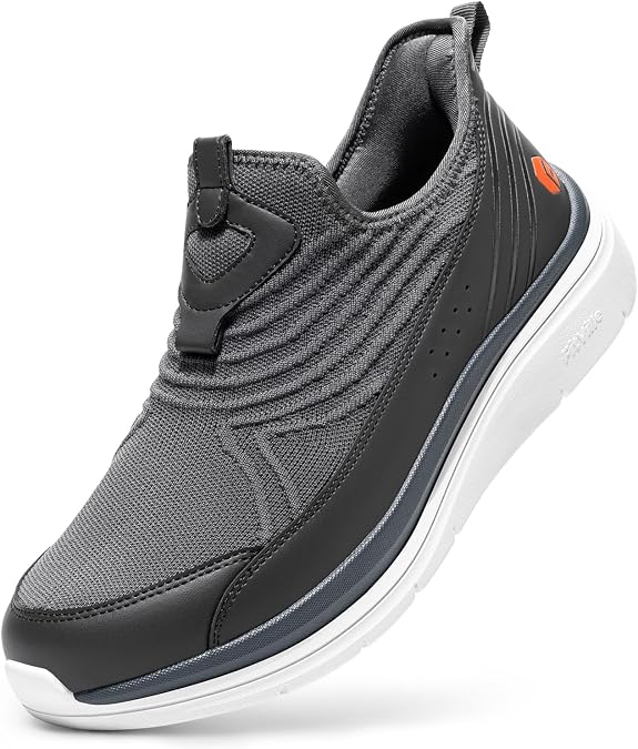 FitVille Men's Extra Wide Slip-On Walking Shoes, Hands-Free Orthopedic Sneakers with Arch Support for Plantar Fasciitis, Bunions and Hammertoes Step Ease V1