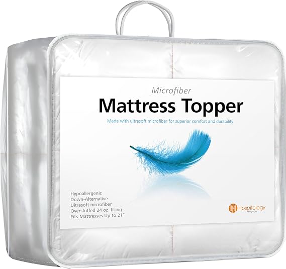 HOSPITOLOGY PRODUCTS Hypoallergenic Mattress Cover- Overstuffed - Deep Pocket - Goose Down Alternative Pillow Top Mattress Topper King - 78" W x 80" L