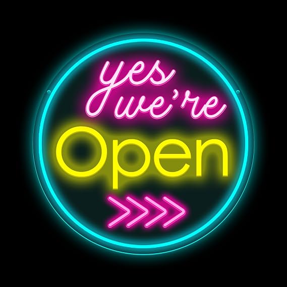 Yes We Are Open Neon Sign Dimmable Sign Led Open Neon Wall Decor USB Powered Illuminated Business Sign for Business Gift Shop Restaurant Bar Salon Cafe Club Store(14.96"*14.96")