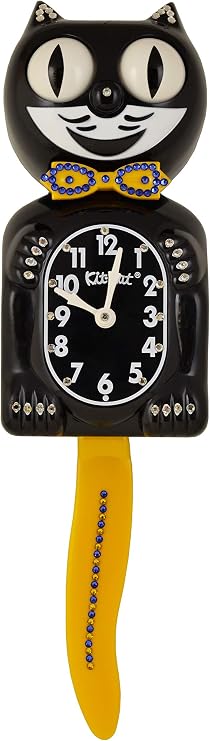 Kit Cat Klock Limited Edition Yellow Bow Tie Jeweled Clock