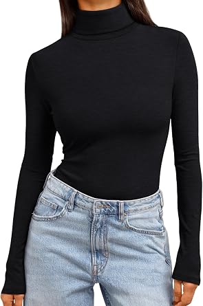 Trendy Queen Women's Turtleneck Long Sleeve Shirts Basic Underwear Tops Winter Clothes 2026