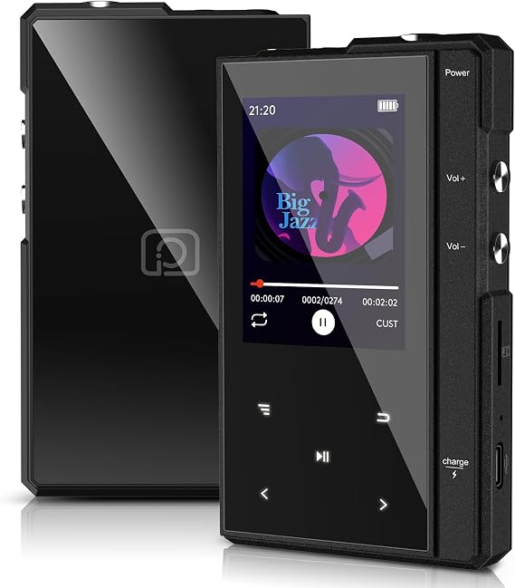 96 GB MP3 çalar 90 saat pil ömrü, Bluetooth 5.0, Z6 dijital ses çalar sağlam ve dayanıklı metal gövdeli, 2,4 inç IPS cam ekran, FM radyo,