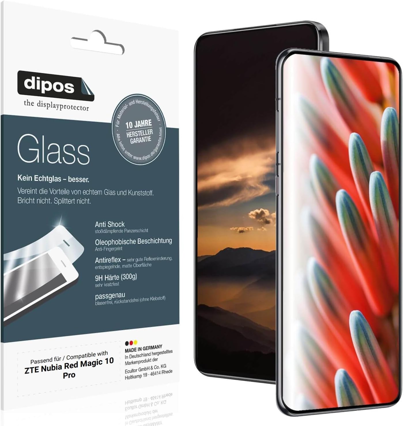 dipos I 2x Screen Protectors 9H Matte Compatible with ZTE Nubia Red Magic 10 Pro Protective Film Anti-Shock Film