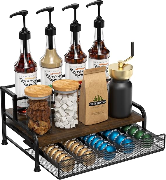 Coffee Pod Holder for Nespresso with 40 Capsules Storage Drawer