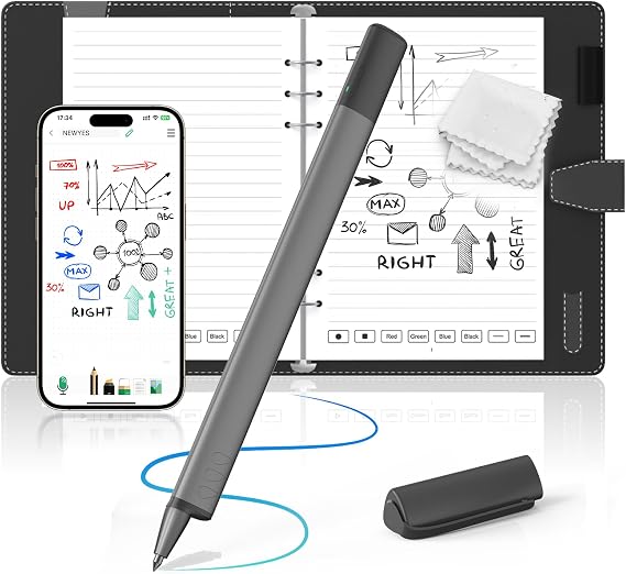 NEWYES SyncPen4 Smart Pen, Electronic Notebook, Real-Time Instant Digitization, Erasable Ink, Supports 73 Languages, Smart Notebook, Storage Function Included