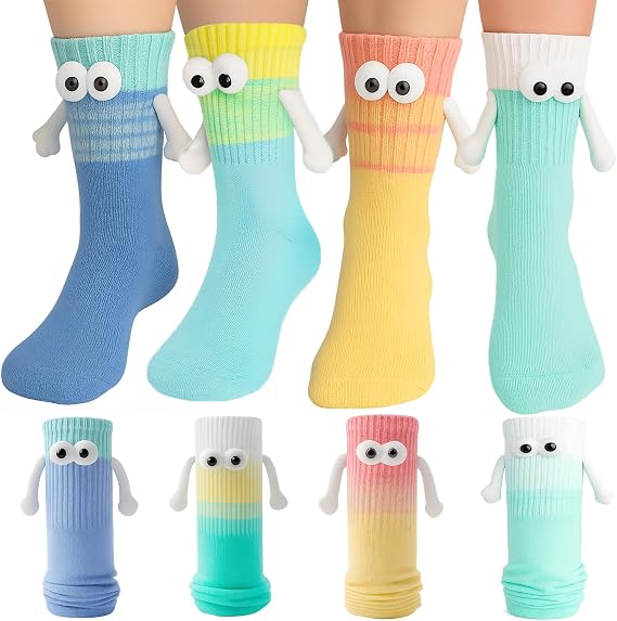 Funny Socks for Couples Friends, Magnetic Holding Hands Socks, Cute Valentines Day Birthday Gifts for Women Men