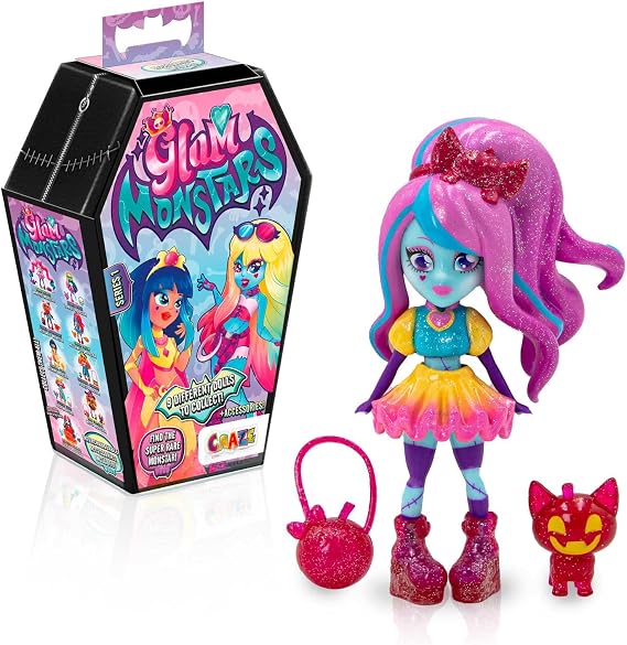 CRAZE Glam MONSTARS - Gothic Articulated Doll with Trendy Outfit, Pet & Handbag, Collectible Monster Doll