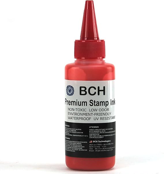 Stamp Ink Refill by BCH - Premium Grade - 2.5 oz... (RED)