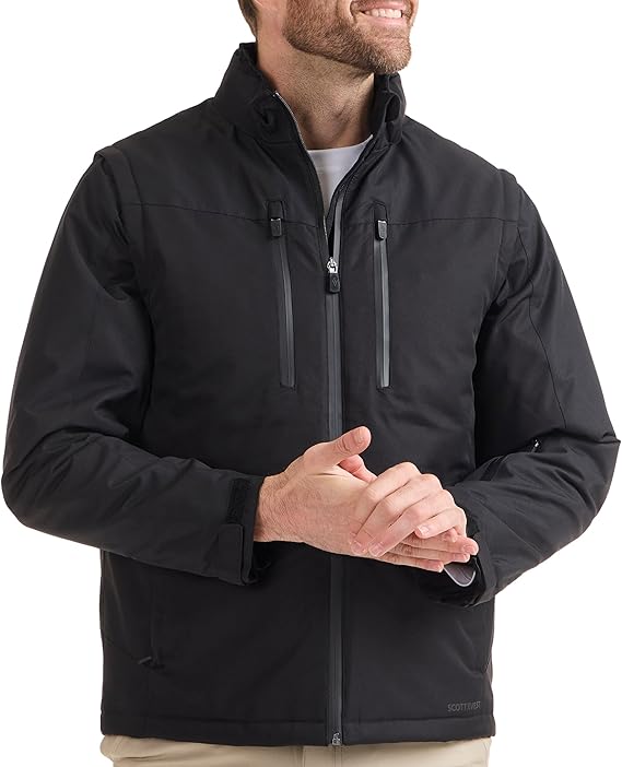 SCOTTeVEST Evorev Jacket for Men - 34 Hidden Pockets - RFID Protection, Removable Sleeves - Water Repellent Jacket for Travel