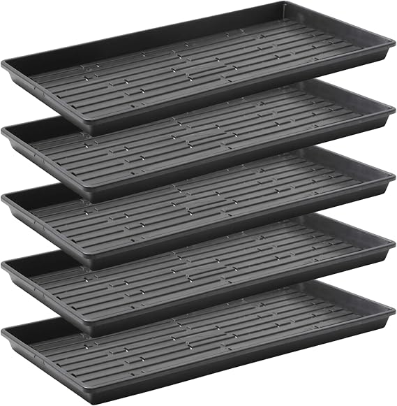 Bootstrap Farmer Micro Green Seed Starter Tray Extra Strong 5 Pack 1020 Plant Tray with Micro Green Wheat Glass and Feeding Holes