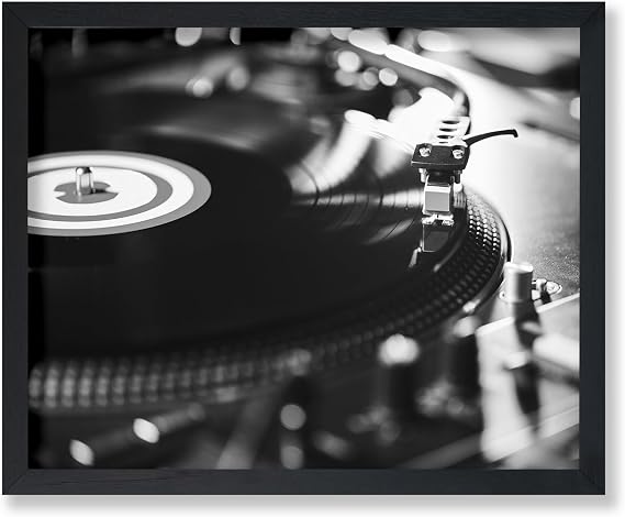 Poster Master Turntable Poster - Vinyl Print - Record Player Graphic - Photography Art - Black & White Design - Modern Music Style - DJ Visual - Music Room or Studio Wall Decor - 8x10 UNFRAMED