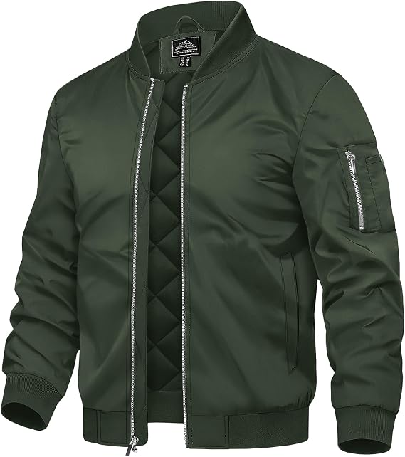 TACVASEN Men's Bomber Jackets Windproof Winter Bomber Coat Casual Zip Up Flying Jacket Warm Lined Baseball Coats