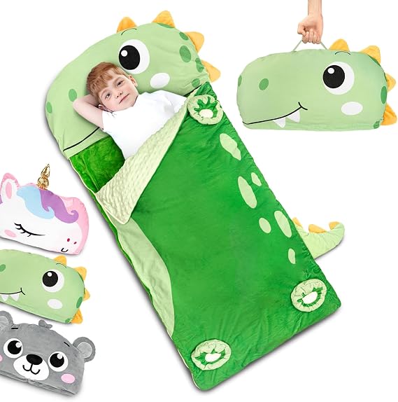 Primlect Kids Sleeping Bag, 3 in 1 Larger Plush Animal Toddler Nap Mat