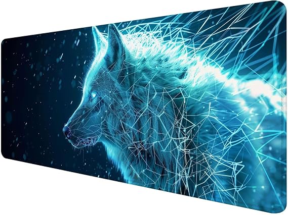 Mouse Pad Large 900x400x3mm Gaming Mouse Pad White Mouse Pad Extra Large Gaming Mouse Pad Thick Non-Slip Mouse Pad Wolf Oversized Keyboard Pad Rubber Bottom Desktop Protector for Office Home W-7