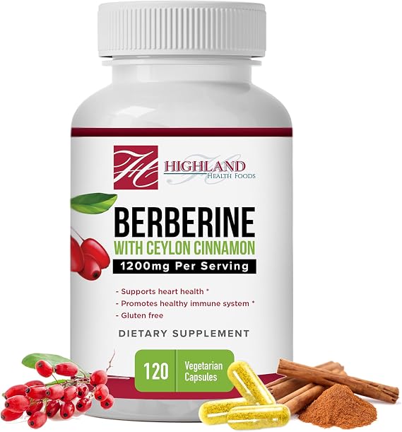 Berberine with Ceylon Cinnamon 1200 mg - Berberine HCL and Cinnamon for Blood Sugar and Metabolic Support - Non-GMO - Natural Support for Healthy Lifestyle - 120 Veg Capsules