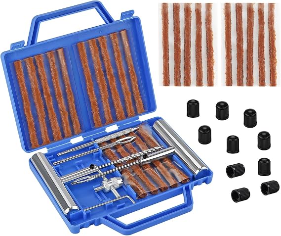 Tyre Set, 42 Pieces, Patch Set, Flat Set, Car Tyre Breakdown Set, Vulcanised Repair Kit for Cars, Motorcycles, Trucks, ATVs, Tractors, etc.