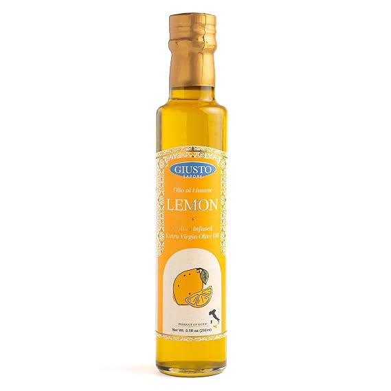 Giusto Sapore Lemon Infused Italian Extra Virgin Olive Oil, Cold Pressed, Imported from Italy - 8.5oz