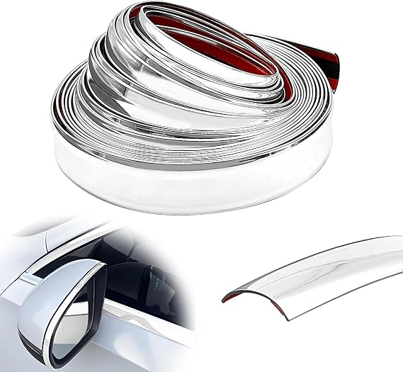 16.4Ft Automotive Chrome Trim Molding 125mm Trim Universal Bumper Window Door Body Side Decorative Strip Self-Adhesive UV-Protected Scratch-Proof for All Vehicles Body Door Window Bumper