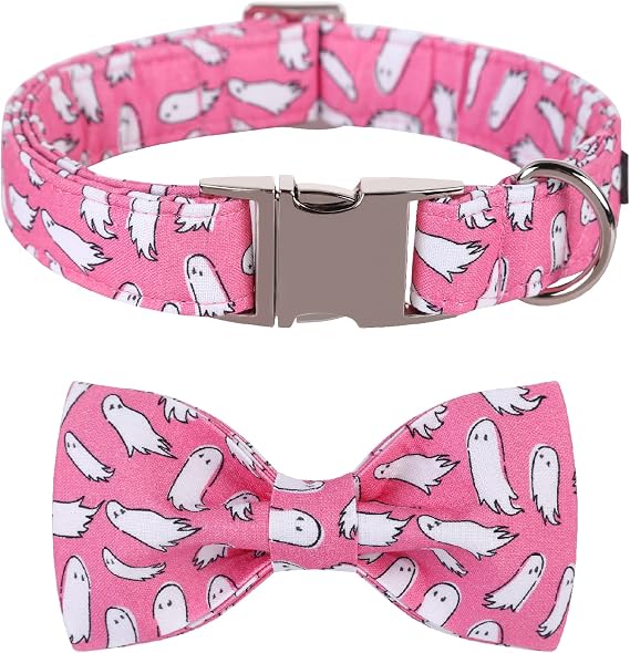 Lionet Paws Dog Collar with Bowtie, Halloween Bowtie for Dogs and Cats, Adjustable Comfortable Dog Collar Girl, S, Neck 25-40cm