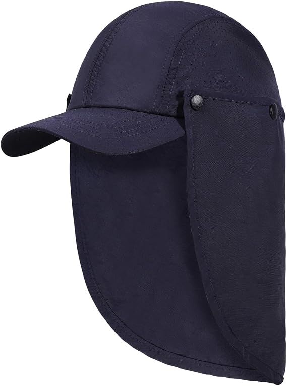 Mens L/XL/XXL Sun Hat with Removable Neck Flap UPF 50+ Fishing Hat Waterproof Quick Dry Breathable Baseball Cap for Cycling