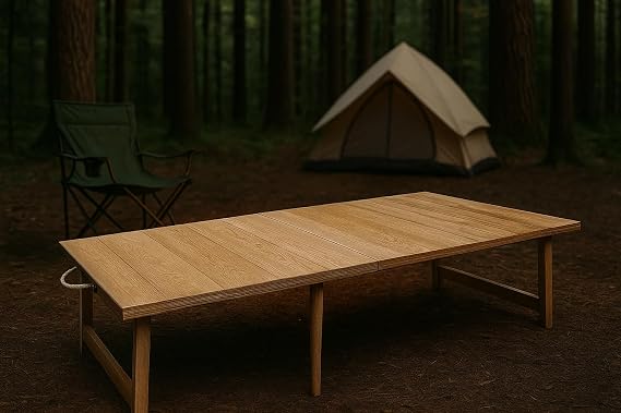 practicaloutdoor Folding Fixed Leg Camping, Picnic and Garden Table 70x120 cm - Raw Natural Color