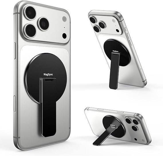 Magnetic Phone Grip with Kickstand, 3-in-1 Ultra-Slim Stand, Black