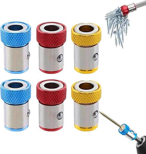 Screwdriver Head Magnetic Ring for Drill,Removable Magnetic Screwdriver Ring for 6.35mm 6PCS